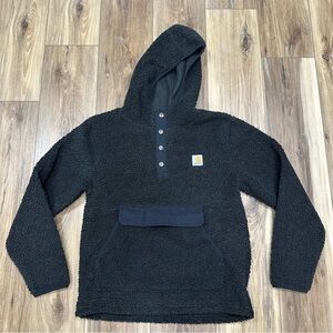 Carhartt Sherpa Half Snap Pullover Hoodie, Black, Youth Large (14-16)